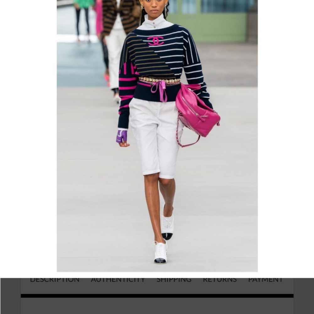 Chanel Striped Sweater with Pink Accents